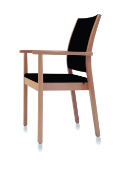Seniorenstuhl, Hochlehner Massivholzstuhl LH-HL-07 mit Armlehnen und Sitz- und Rückenpolster